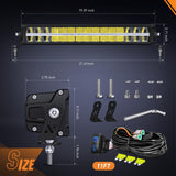LED Light Bar with Amber DRL 19 Inch 150W Offroad Light Anti-Glare Flood Spot Combo LED Driving Light IP68 w/ 14 AWG DT Connector Wiring Harness for Pickup Truck SUV ATV UTV Boat 4x4