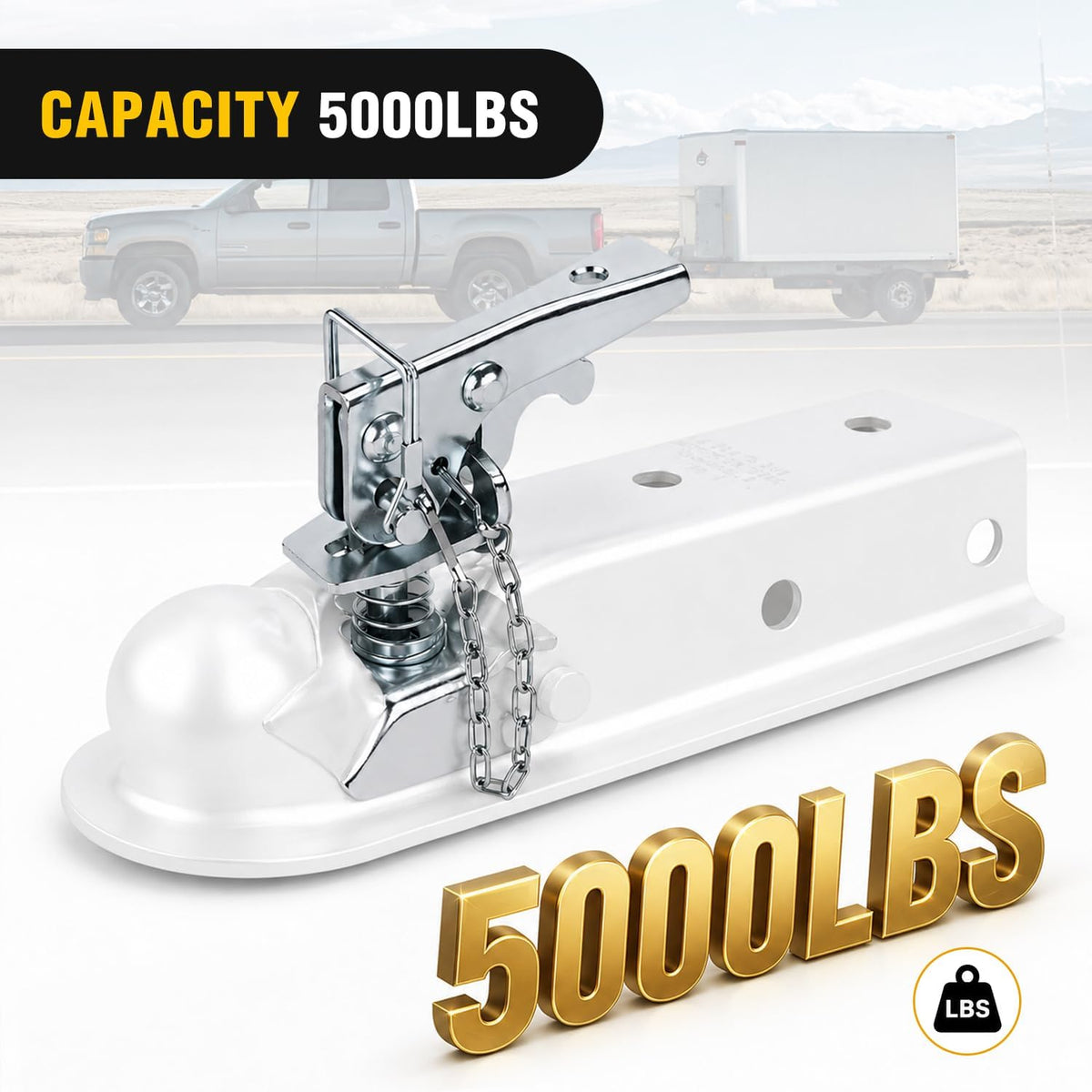 2 Inch Trailer Coupler Repair Kit with Chain 5000 lb Capacity Fit for Nilight Straight Trailer Coupler 3 Inch Channels