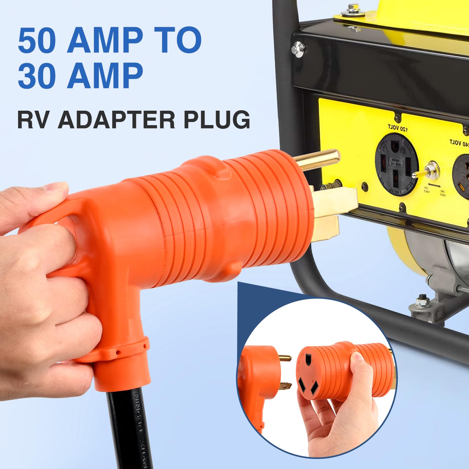 50Amp Male to 30Amp Female RV Power Adapter Plug Nilight