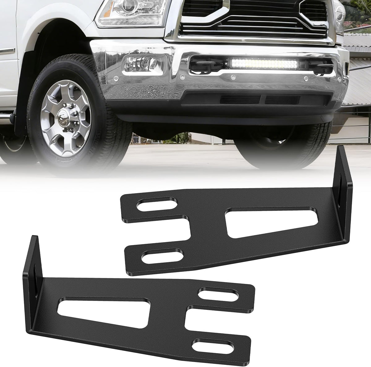 Hidden Bumper Mounting Brackets for 2009-2018 Dodge Ram 2500 3500 | Designed for 20 Inch Straight LED Light Bar,Heavy-Duty Steel,Front Lower Hidden Bumper Brackets