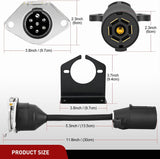 Vehicle-Side 7-Pin Round Trailer Wiring Harness Socket 7 Way Female-End Adapter Replacement SAE J560 Die-Cast Zinc Housing 7 Pole Round Electrical Connector for Semi Truck Trailer Car