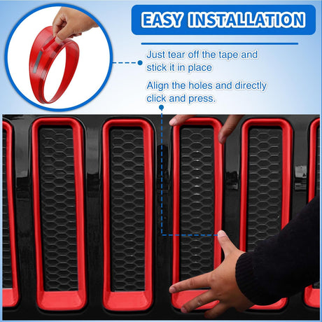 Grill Inserts fit for Jeep Wrangler Front Grille Inserts Headlight Cover Set for JL JLU Unlimited Sport SportS 2018 2019 2020 2021 2022 2023 Grille Bezels Trim Exterior Accessories Red 9 Pcs