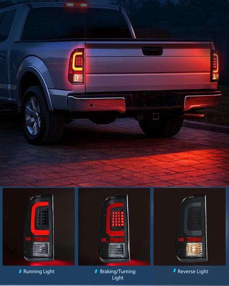 Taillight Assembly Compatible with 2008 2009 2010 2011 2012 2013 2014 2015 2016 Ford F250 F350 F450 Super Duty Incandescent Type Upgrade LED Tube Tail Lights Rear Brake Lamps