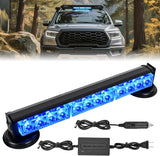 12LED Wireless Blue Strobe Light 14 Inch Magnetic Mount 12V | Rooftop Rechargeable Portable Mini Light Bar Hazard Flash for Car Truck Trailer Snow Plow Construction 20 Flashing Modes