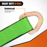 2 Inch x 38 Inch Axle Tie Down Straps with D-Rings & Protective Sleeves | 11,127 LBS Break Strength for Car Haulers Engine Hoists Trucks Trailers and UTVs 4 Pack Green