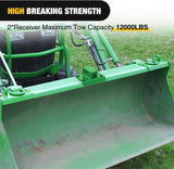Bolt on Tractor Bucket 2 inch Towing Receiver Adapter 5/8 InchPin Hole Class 3 Trailer Hitch 12000 LBS Work Well for Tractor Buckets Green