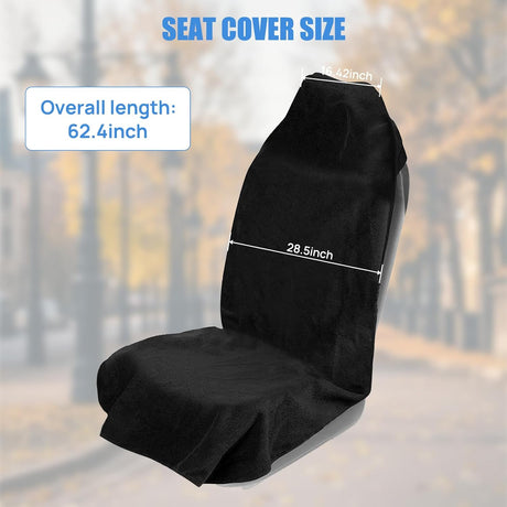 Car Seat Cover Black Terry Fabric Water and Sweat Absorbent Ideal for Running Gym Workouts Beach Swimming and Hiking Suitable for Cars Truck SUV