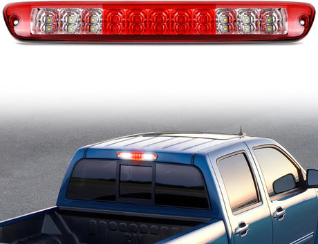 Third Brake Light Tail High Mount 3rd Stop Cargo Reverse LED Lights Red Lens Compatible with Chevy Colorado and GMC Canyon 2004 2005 2006 2007 2008 2009 2010 2011 2012 Pickup Truck