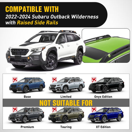 Roof Rack Cross Bars Compatible with Subaru Outback Wilderness 2022 2023 2024 with Side Rails, Adjustable Aluminum Less Wind Noise Car Crossbars for Cargo Carrier Luggage Kayak Tent Snowboard