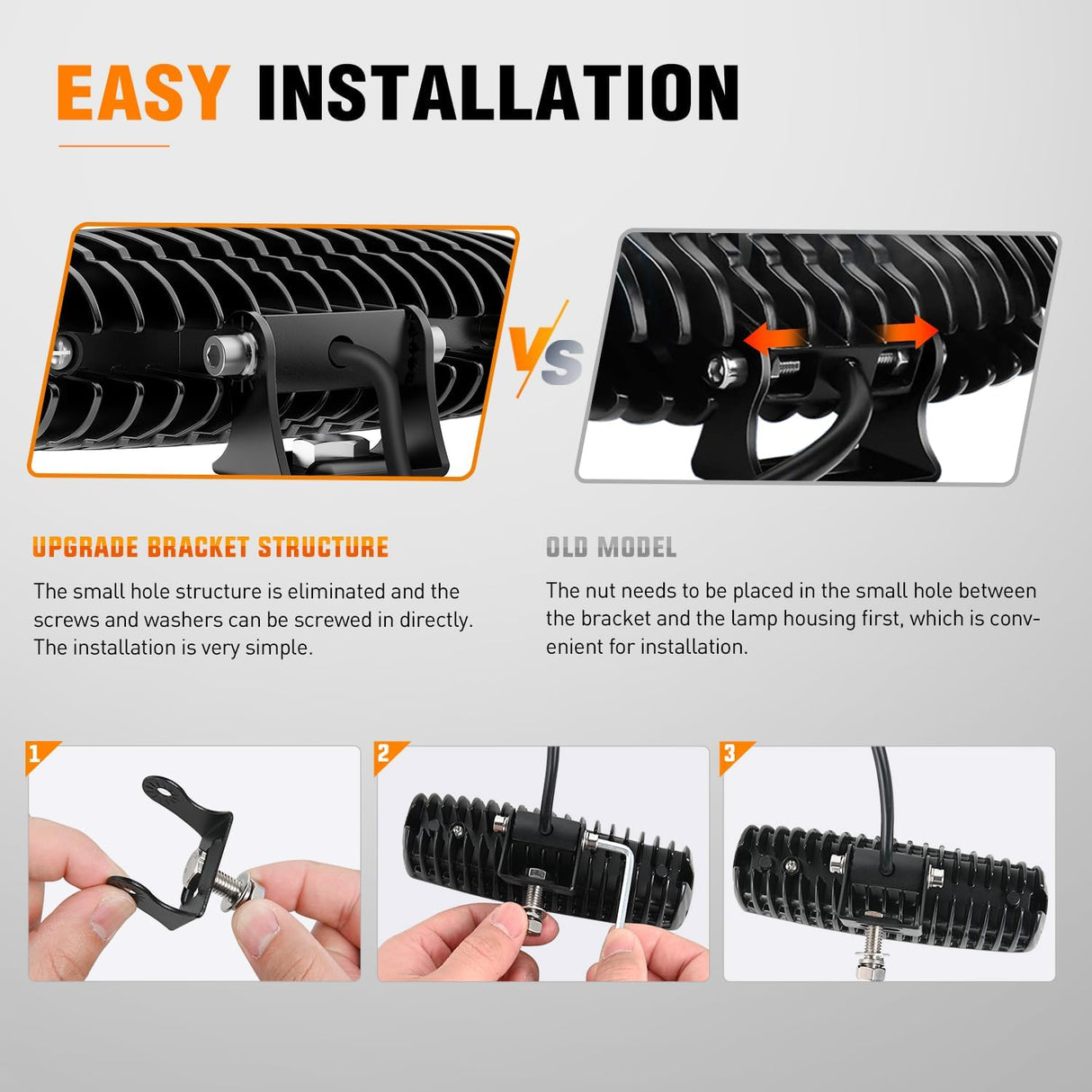 6 Inch Amber LED Light Pods 2 PCS 60W Flood Spot Combo Beam Off Road Work Driving Fog Lighting for 12V 24V ATV UTV Pickup Truck Tractor Boat