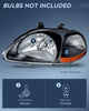 Headlight Assembly Headlight Assembly Black Case Amber Reflector Upgraded Clear Lens For 1996-1998 Honda Civic (Pair)