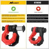 2 Pack 3/4 Inch D-Ring Separate Shackle 45,000 Lbs Break Strength | Includes 7/8 Inch Lock Pin, Isolators and Washers Off Road Recovery, for Tow Strap Winch Truck Vehicle Black&Red