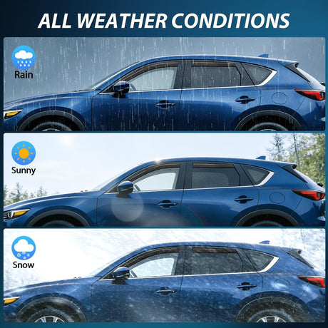 in-Channel Rain Guards for Mazda CX-5 2017-2026, Smoke Tinted Vent Visors, Durable Window Deflectors for Fresh Air Circulation, 4PCS
