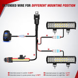 16AWG LED Light Bar Wiring Harness Kit with Pulse Power Plug | Connector 12V On Off 5Pin Rocker Switch Relay Fuse for Polaris RZR General Ranger Pulse Bus bar- 2 Leads Blue