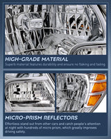 Headlight Assembly Compatible with 2009-2021 Nissan Frontier | 2009-2021 Nissan Frontier 4-Door Sedan Chrome Housing Amber Reflector