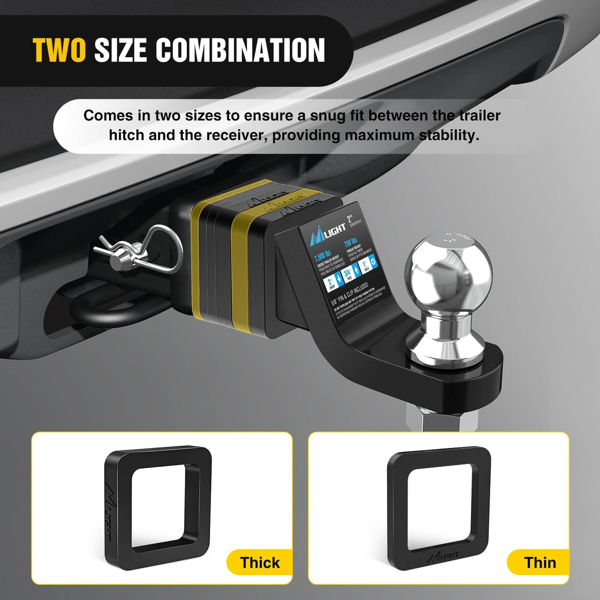 6 Pack-Multiple Size Combination 2Inch Hitch Receiver Silencer Pad Reduce Rattle and Noise Between Receivers and Tow Hitches Fits for 2Inch Trailer Hitch Receiver
