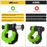 2 Pack 3/4 Inch D-Ring Separate Shackle 45,000 Lbs Break Strength | Includes 7/8 Inch Lock Pin, Isolators and Washers Off Road Recovery, for Tow Strap Winch Truck Vehicle Black&Green