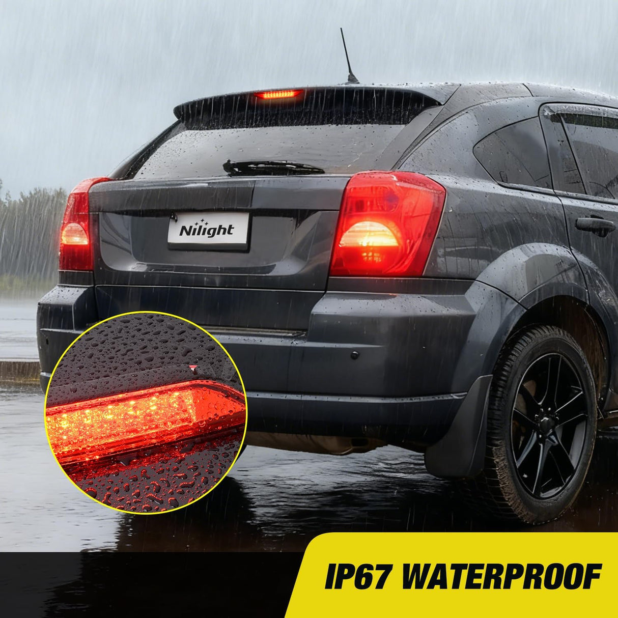 Third Brake Light for Dodge Caliber 2007-2012, Cherokee 11-17, Red | for Dodge Caliber 2007-2012 Durango 2011-2017 Jeep Cherokee 2011-2017 Compass 2007-2016, High Mount 3rd Stop Car Rear Center