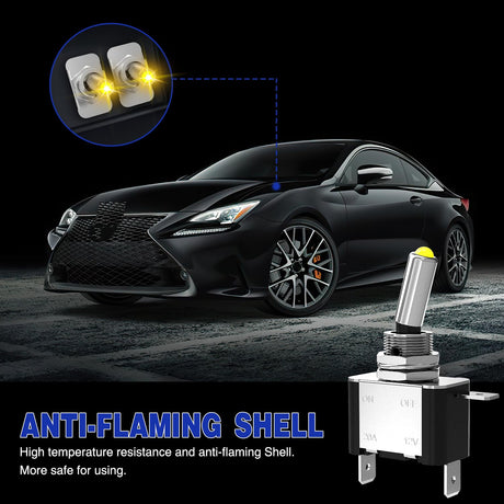 3PCS Yellow LED Toggle Switches 12V 20A 3 Pin 2 Position ON Off SPST Heavy Duty Rocker Switch for Auto Car Marine RV Vehicles Truck Boat Dash