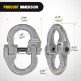 Safety Chain Connector Link, 1/2In Tow Hitch Hammerlock Coupling Link, 2 Pcs Forged Steel Tow Chain Connector for Chain Link/Recovery Rope Link/Shackle, 12000 lbs Load Limit, Grey