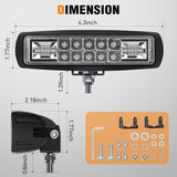 6 Inch Blue LED Light Pods 2 PCS 60W Flood Spot Combo Beam Off Road Driving Fog Fishing Hunting Emergency Safety Signal Deck Trailer Lighting for 12V 24V ATV UTV Pickup Truck Tractor Boat