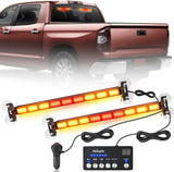 162 LED Traffic Advisor Strobe Light Bar 2-in-1 Amber Red Emergency Warning Hazard Lights with Controller 4 Switchable Color 36 Flash Pattern for Trucks Cars Tow Plow Construction Vehicles