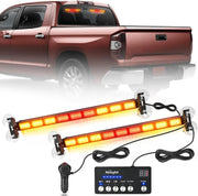 162 LED Traffic Advisor Strobe Light Bar 2-in-1 Amber Red Emergency Warning Hazard Lights with Controller 4 Switchable Color 36 Flash Pattern for Trucks Cars Tow Plow Construction Vehicles