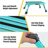 RV Step Stool Aluminum Folding Platform Steps 19x14.5 RV Steps 4 Levels Adjustable Heavy Duty Step Stool with Anti-Slip Surface Rubber Feet Portable Handle 500lb for Camper Trailer,Mint Green