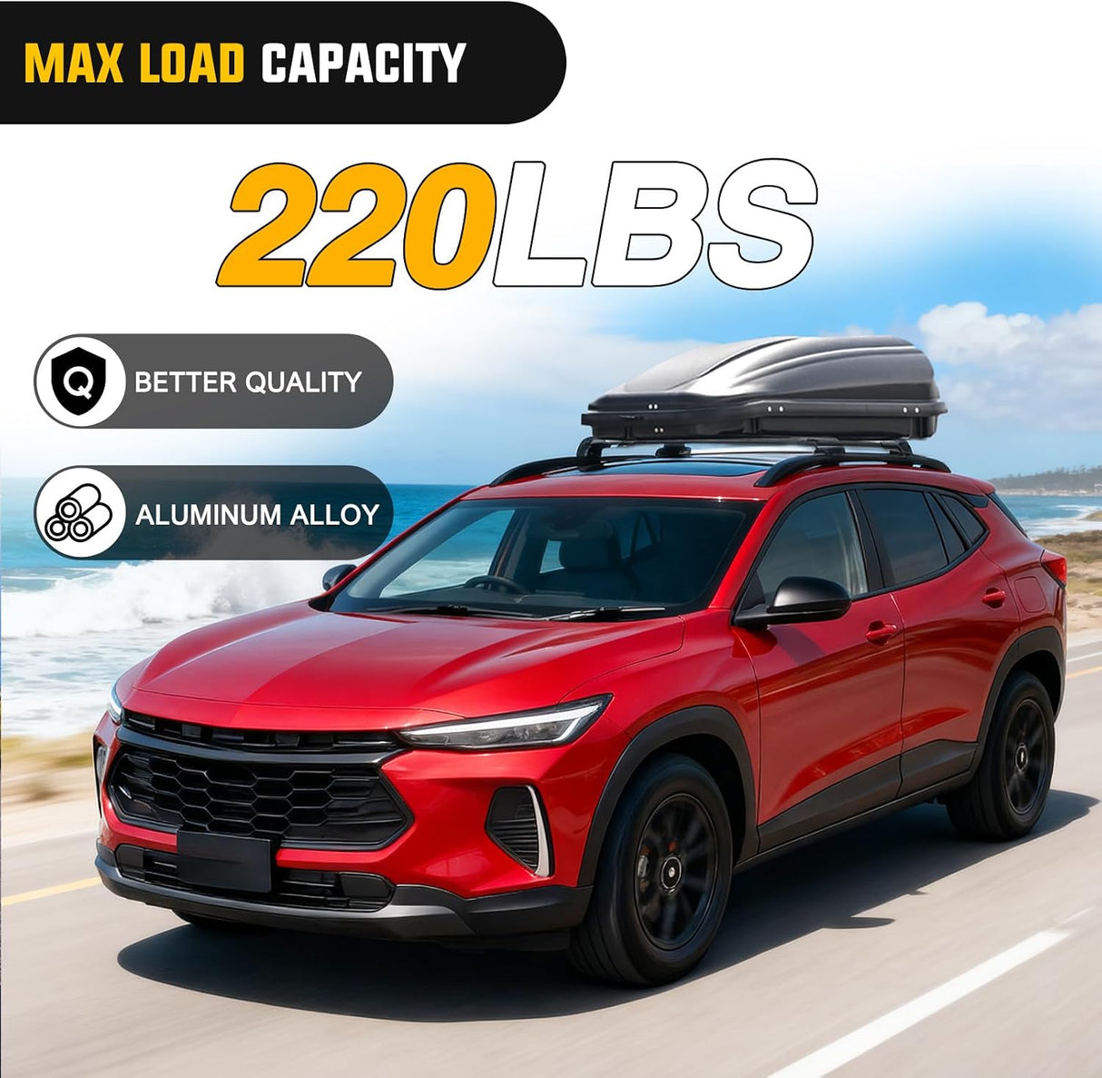 Roof Rack Cross Bars Compatible with 2023 2024 Chevrolet Chevy Trax 2RS ACTIV LT with Side Rails, Adjustable Aluminum Less Wind Noise Car Crossbars for Cargo Carrier Luggage Kayak Snowboard