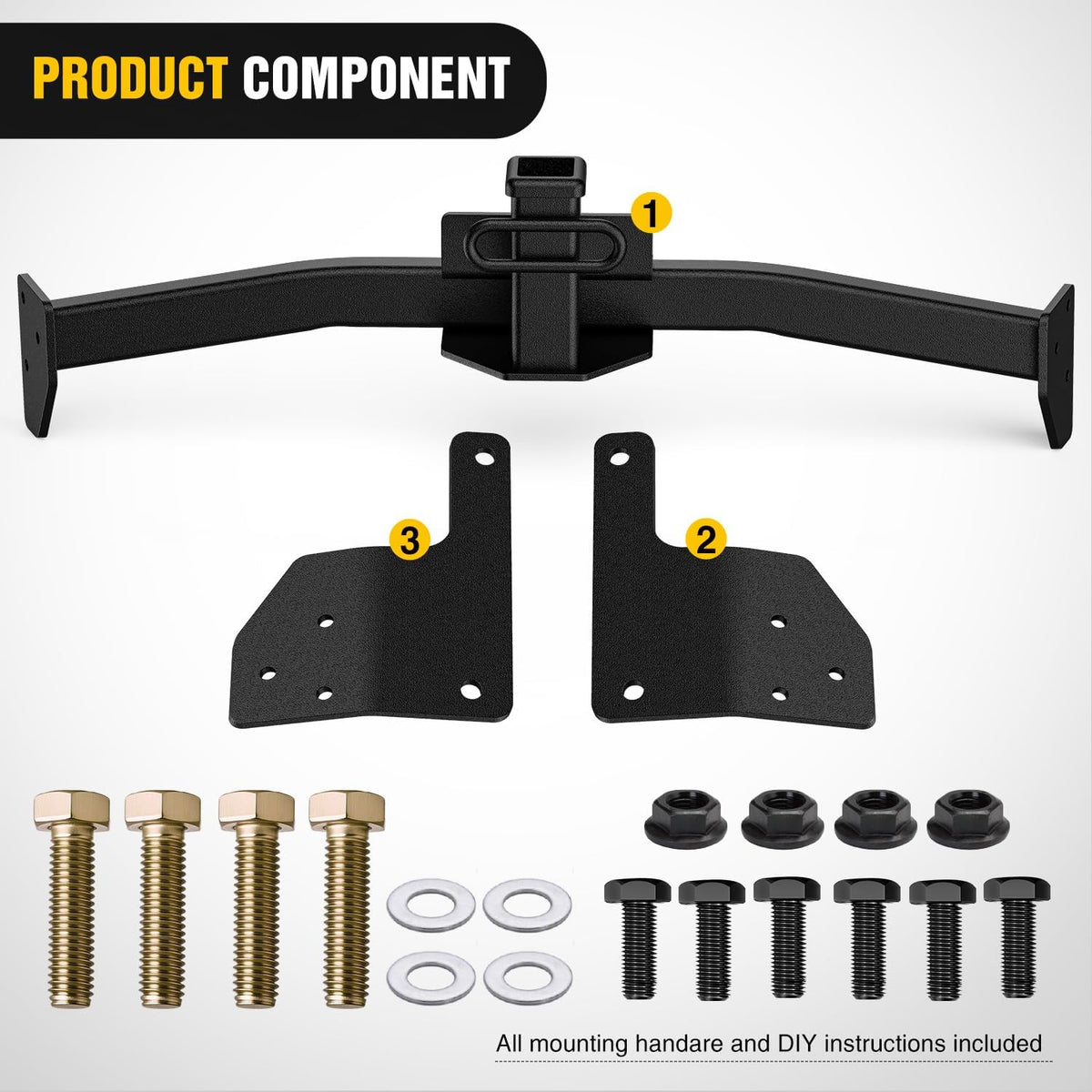 Class 3 Trailer Hitch 2 Inch Receiver Tow Hitch Compatible with 2019 2020 2021 2022 2023 2024 2025 Toyota RAV4 All 2019-2025 Toyota RAV4 Prime All Black Powder Coated