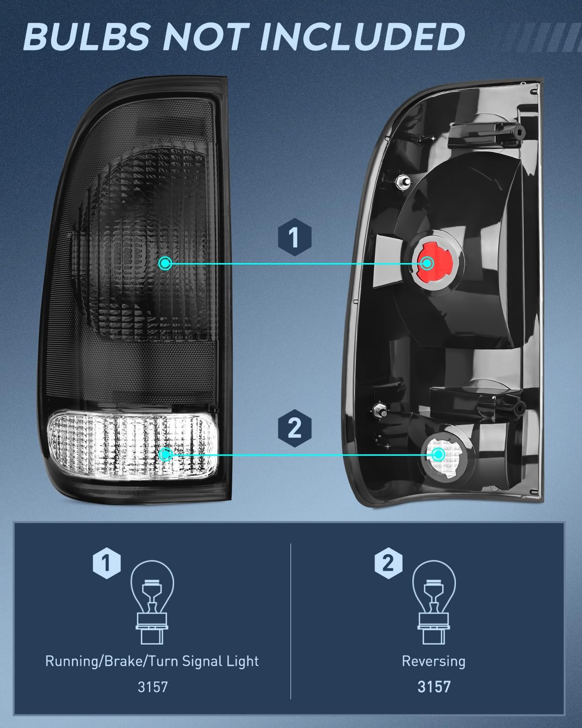 Tail light + 3rd Third Brake Light Assembly Compatible with 1999 2000 2001 2002 2003 2004 2005 2006 2007 F250 F350 F450 F550 Super Duty Smoke Taillight with High Mount Brake Rear Cargo Lamp