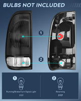 Tail light + 3rd Third Brake Light Assembly Compatible with 1999 2000 2001 2002 2003 2004 2005 2006 2007 F250 F350 F450 F550 Super Duty Smoke Taillight with High Mount Brake Rear Cargo Lamp