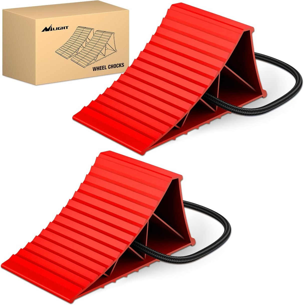 Wheel Chocks, Heavy Duty Wheel Stopper for Car, Truck, RV, Trailer, Caravan, Motorcycle, 8.7 Inch x 4.8 Inch x 4.2 Inch, 2-Pack(Red)