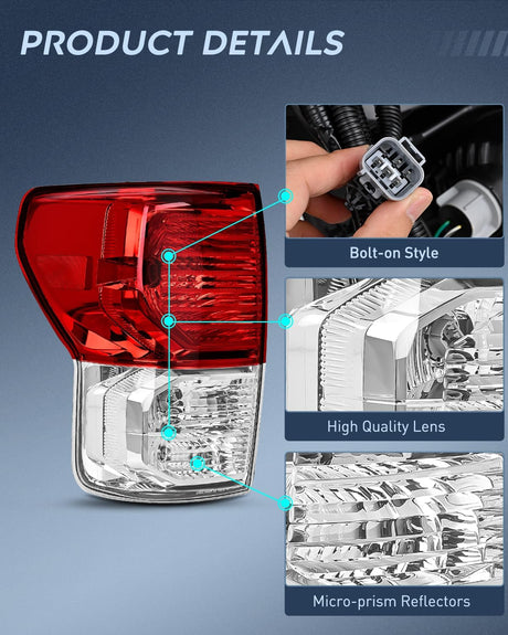Taillight Assembly Compatible with 2007 2008 2009 2010 2011 2012 2013 Toyota Tundra Rear Tail Light Lamp Replacement OE Style Right Passenger Side