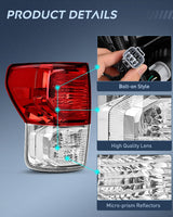 Taillight Assembly Compatible with 2007 2008 2009 2010 2011 2012 2013 Toyota Tundra Rear Tail Light Lamp Replacement OE Style Driver and Passenger Side