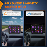 12 Gang Switch Panel 12V 24V Universal Circuit Control Relay System with RGB Backlight APP Fuse Wiring Harness Automatic Dimmable ON Off LED Switches Pod for Car Pickup Truck Camper SUV