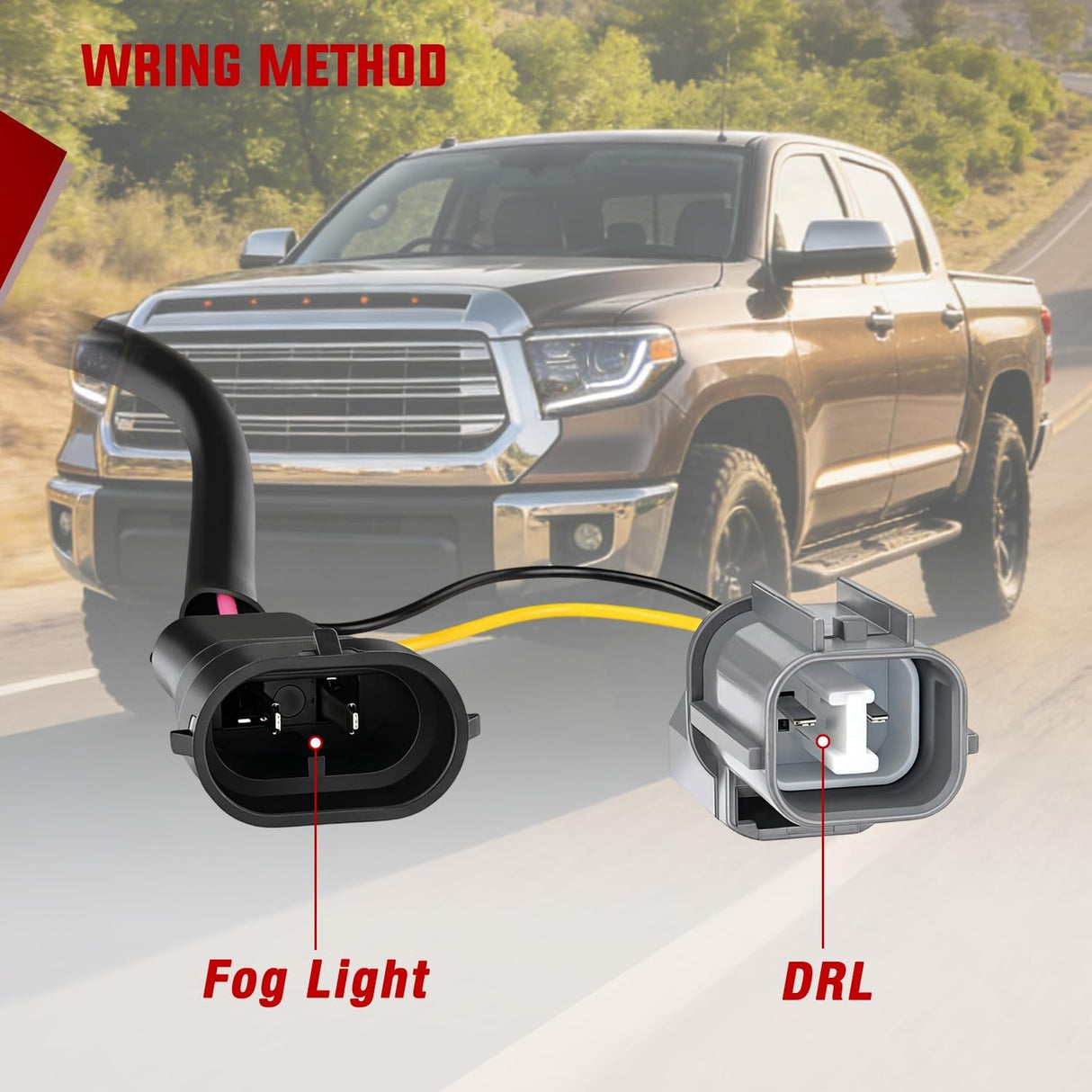 LED Fog Light Assembly Compatible with 2014 2015 2016 2017 2018 2019 2020 2021 Toyota Tundra Fog Lamps with DRL Clear Lens Driver and Passenger Side