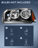 Headlight Assembly Compatible with 2006 2007 2008 2009 2010 Dodge Charger Black Housing Amber Reflector Clear Lens Headlights Replacement Bumper Lamp Set Driver and Passenger Side