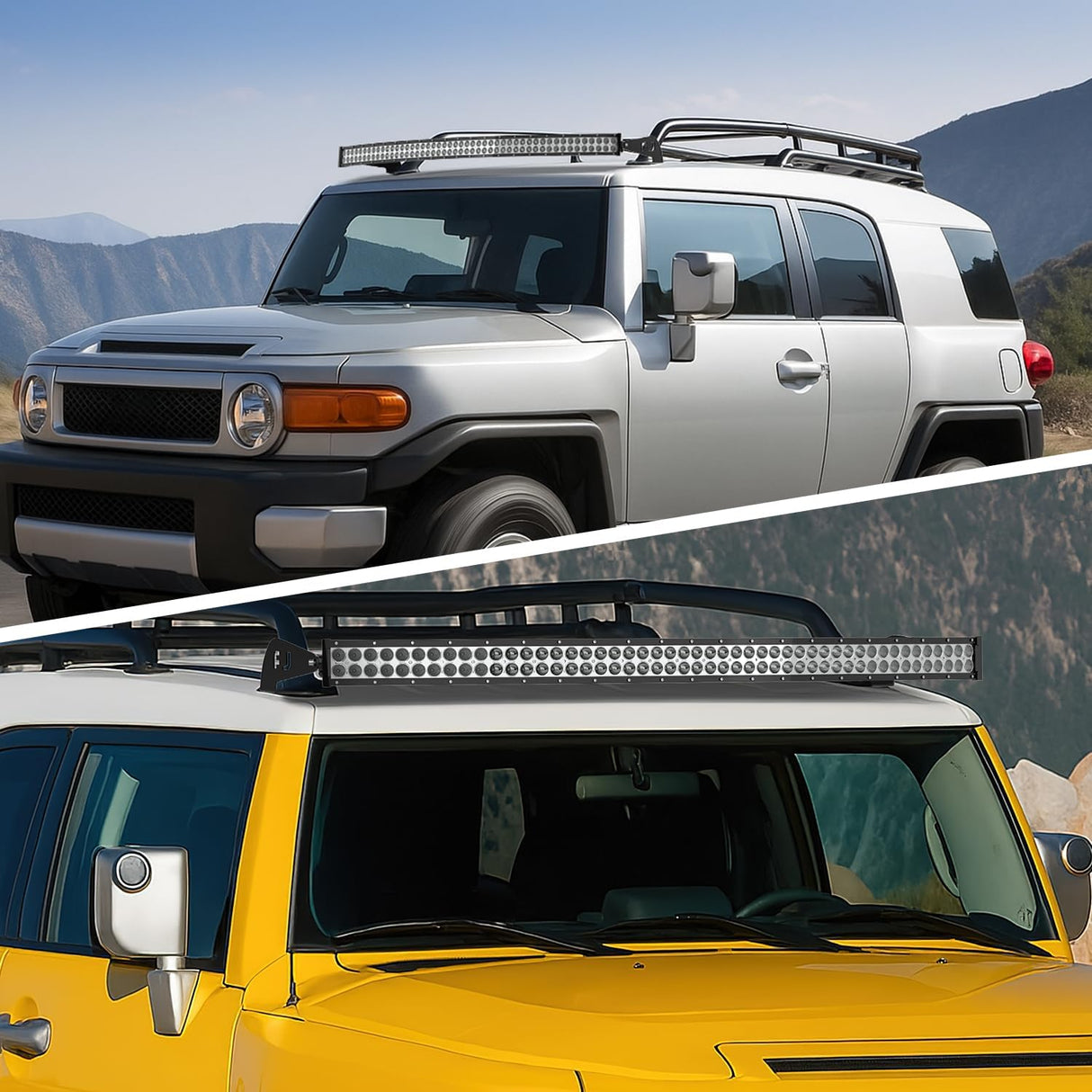 52 inch LED Light Bar Bracket Mounting Upper Windshield Roof Cab Brackets Compatible with Toyota FJ Cruiser with Roof Rack 2007 2008 2009 2010 2011 2012 2013 2014