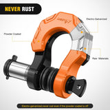 2 Pack 3/4 Inch D-Ring Separate Shackle with 7/8 Inch Lock Pin 45,000 lbs Break Strength, Off Road Recovery Shackle with Isolators Washers for Use with Tow Strap, Winch, Truck Vehicle (Black&Orange)