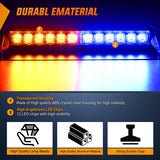 12LED Traffic Advisor Strobe Light Bar Amber Blue Emergency Warning Hazard Safety Dash Front/Rear Windshield Flashing Lights for Cars Trucks Police Firefighter Plow Construction Vehicles