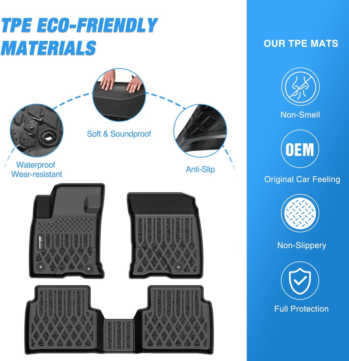 TPE Floor Mats for Lincoln Corsair (Gas Model) 2020 2021 2022 2023 2024 2025 All Weather Custom Fit Heavy Duty Floor Liners