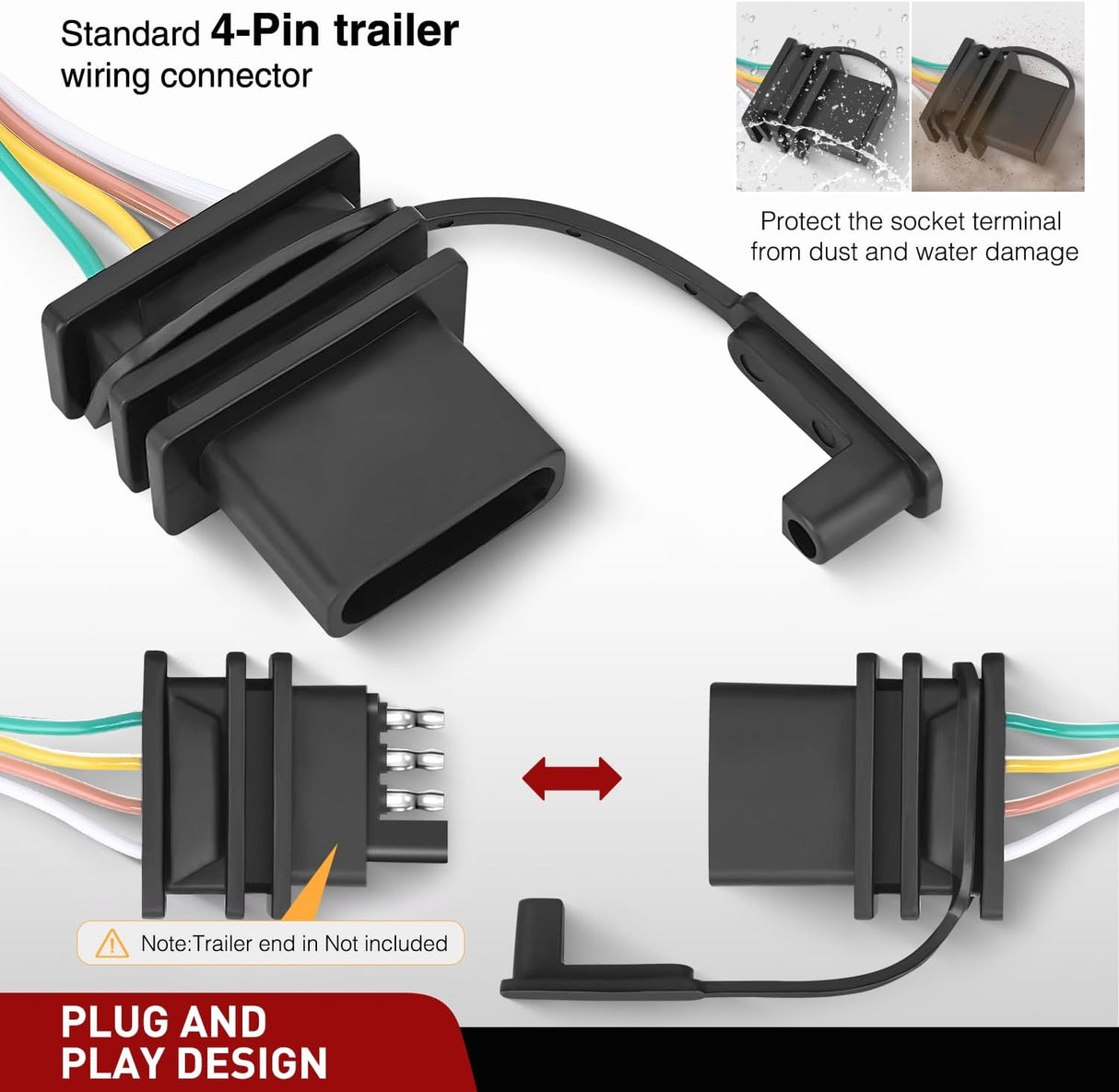 4 Pin Trailer Wiring Harness Kit 56120 Vehicle Connect Plug OEM | Compatible Custom for 2011 2012 2013 2014 Ford Edge Limited SE SEL Sport Simple Fit Tow Hitch Accessories