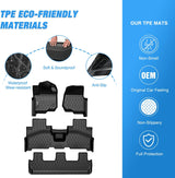 TPE Floor Mats for Ford Expedition & Max Bench Seat 2018 2019 2020 2021 2022 2023 2024 2025 All Weather Custom Fit Heavy Duty Floor Liners