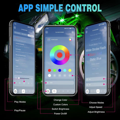 RGBW LED Rock Lights Kit, 4 Pods 22LED Wide Angle Remote & Bluetooth App Dual Control with Music Modes Multicolor Underglow Neon Wheel Well Light Fit for ATV UTV SUV Offroad Truck RZR Boat
