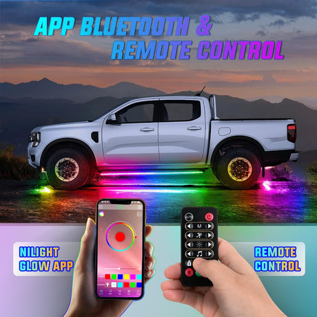 8Pcs Aluminum Underglow Neon Accent Strip Lights 396 LEDs Dream Color Door Assist Multi Modes Sound Active Function Music with APP, Remote Control Underbody Light for Car Truck RV