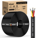 100FT 14AWG 3 Conductor Electrical Wire Tinned Oxygen Free Copper Red Black Yellow 3 Wires Parallel 600V DC Flexible PVC Case Extension Cords for LED Strips Lamps Lighting