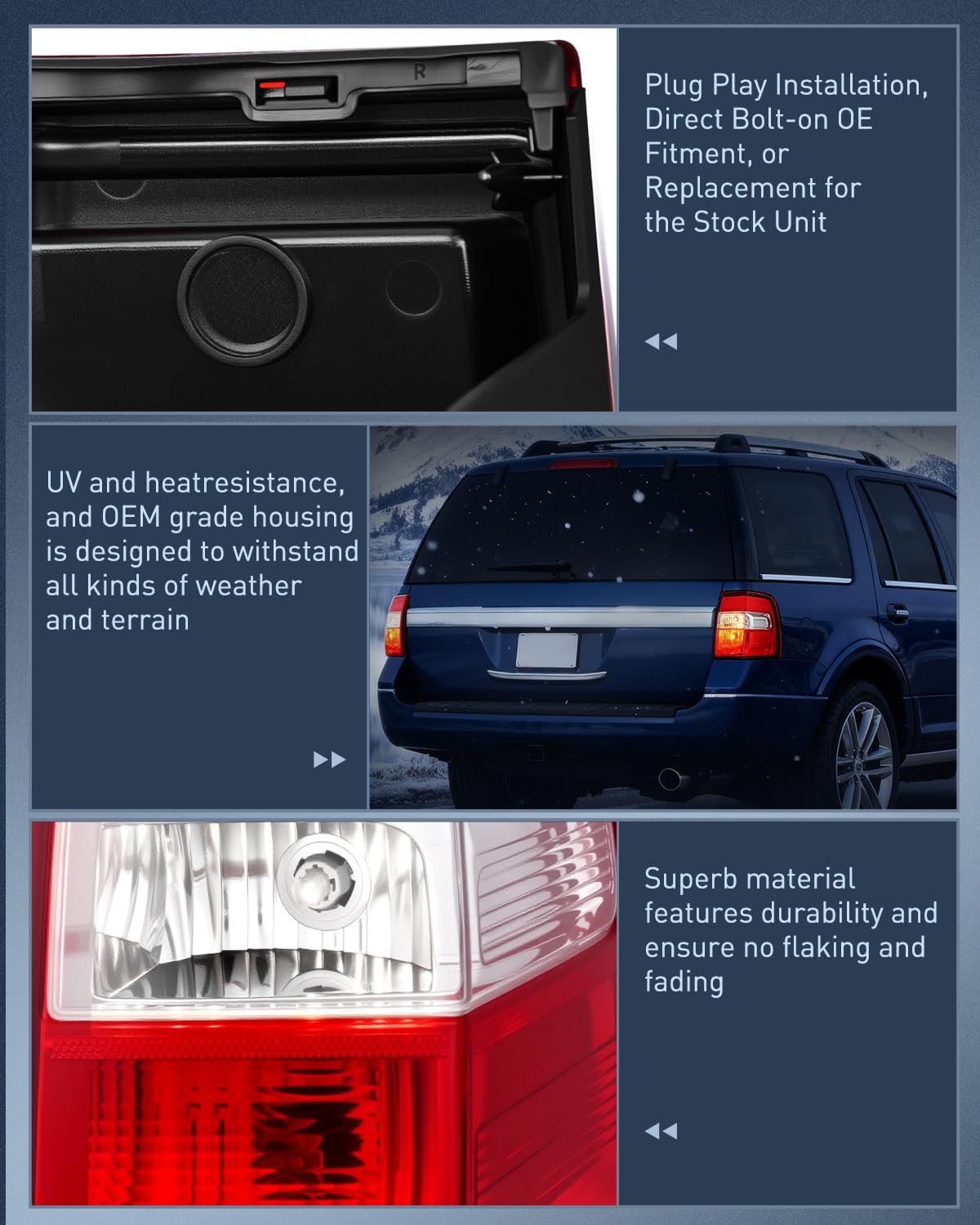 Taillight Assembly for 2007-2017 Ford Expedition Passenger Side | Fits 2007 2008 2009 2010 2011 2012 2013 2014 2015 2016 2017 Ford Expedition OE Style Rear Tail Light Replacement