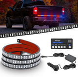 60 Inch Emergency Strobe Light Strips with Controller Red Blue | 384LED Flashing Warning Hazard Safety for Rear Window Tailgate on Truck Trailer Construction Plow Pickup Tow SUV Vehicles