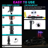 LED Whip Light 2 PCS 4FT COB RGB Lighted Antenna Whips with Spring Base Remote & App Control DIY Patterns Turn Brake Reverse Lights for Can-am Offroad ATV UTV RZR Polaris Dune Buggy Truck